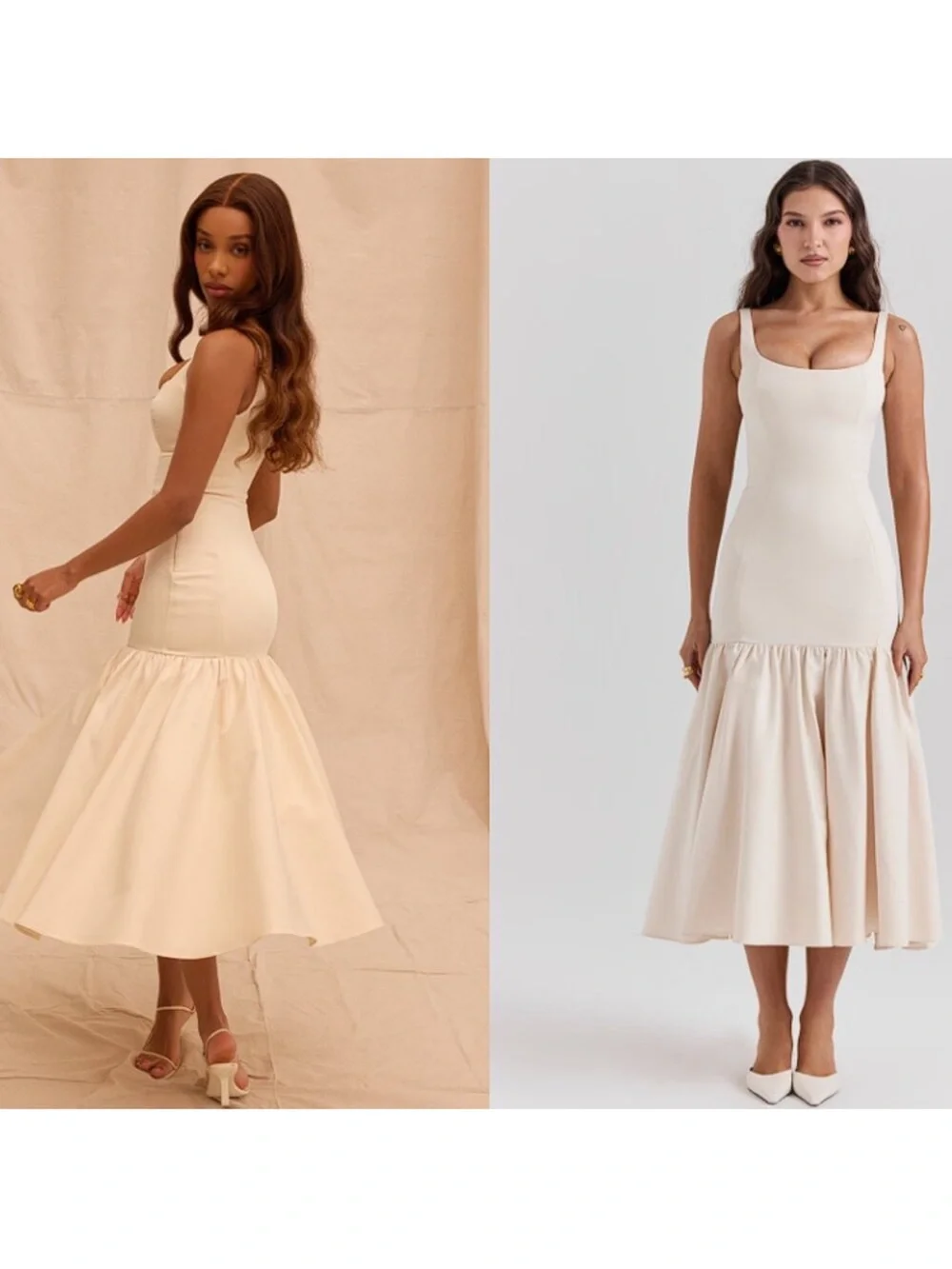 NEW NWT House of CB 'Amore' Vintage Cream Dropped Waist Midi Dress medium